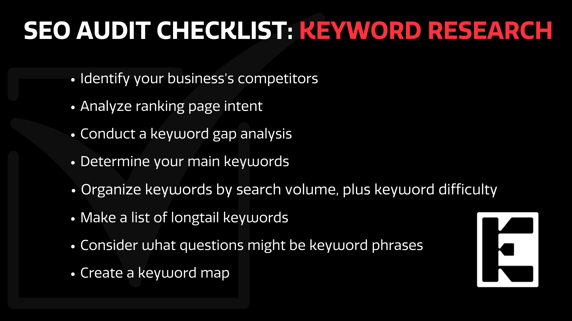 SEO keyword research checklist