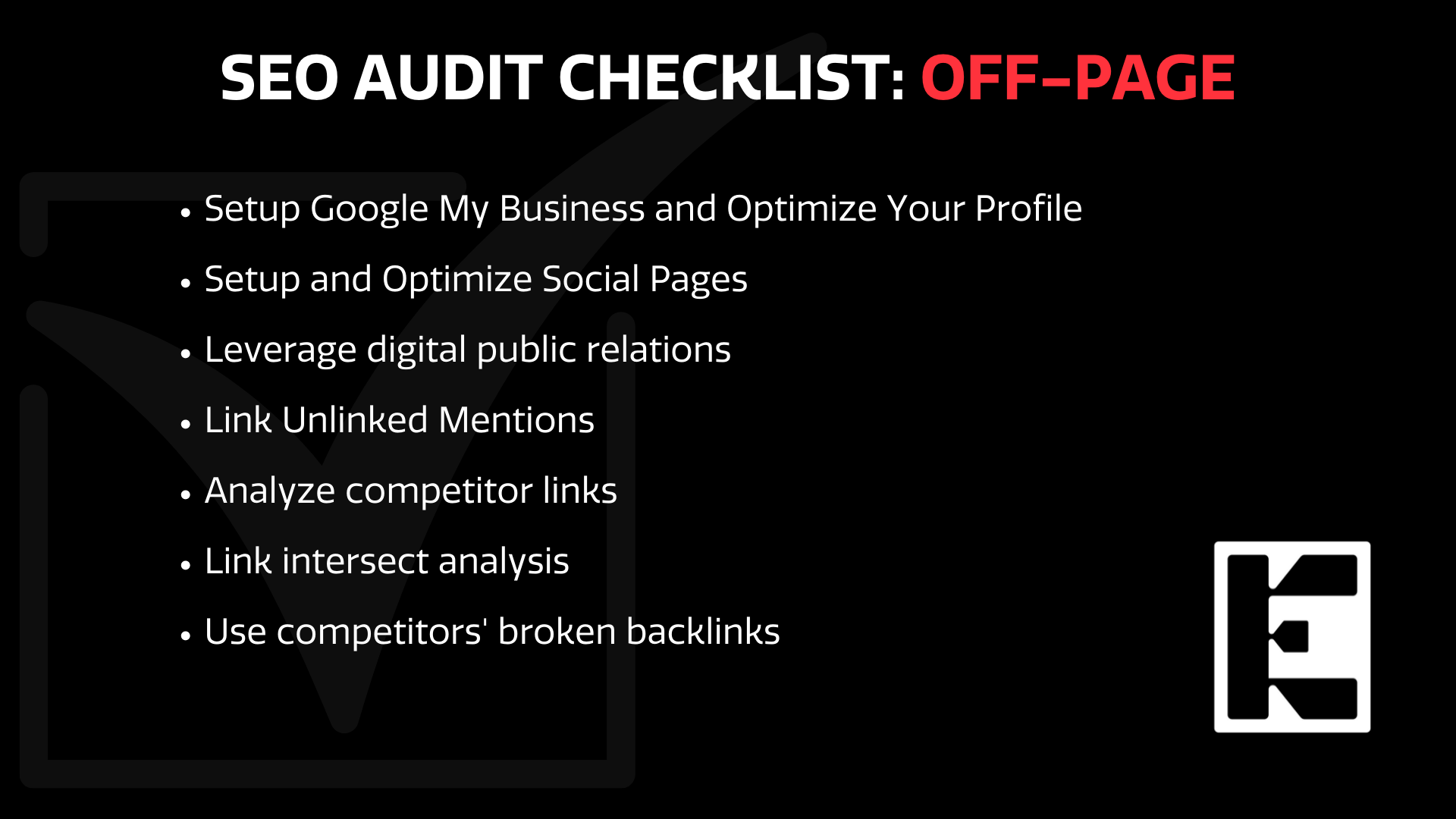 SEO off page checklist