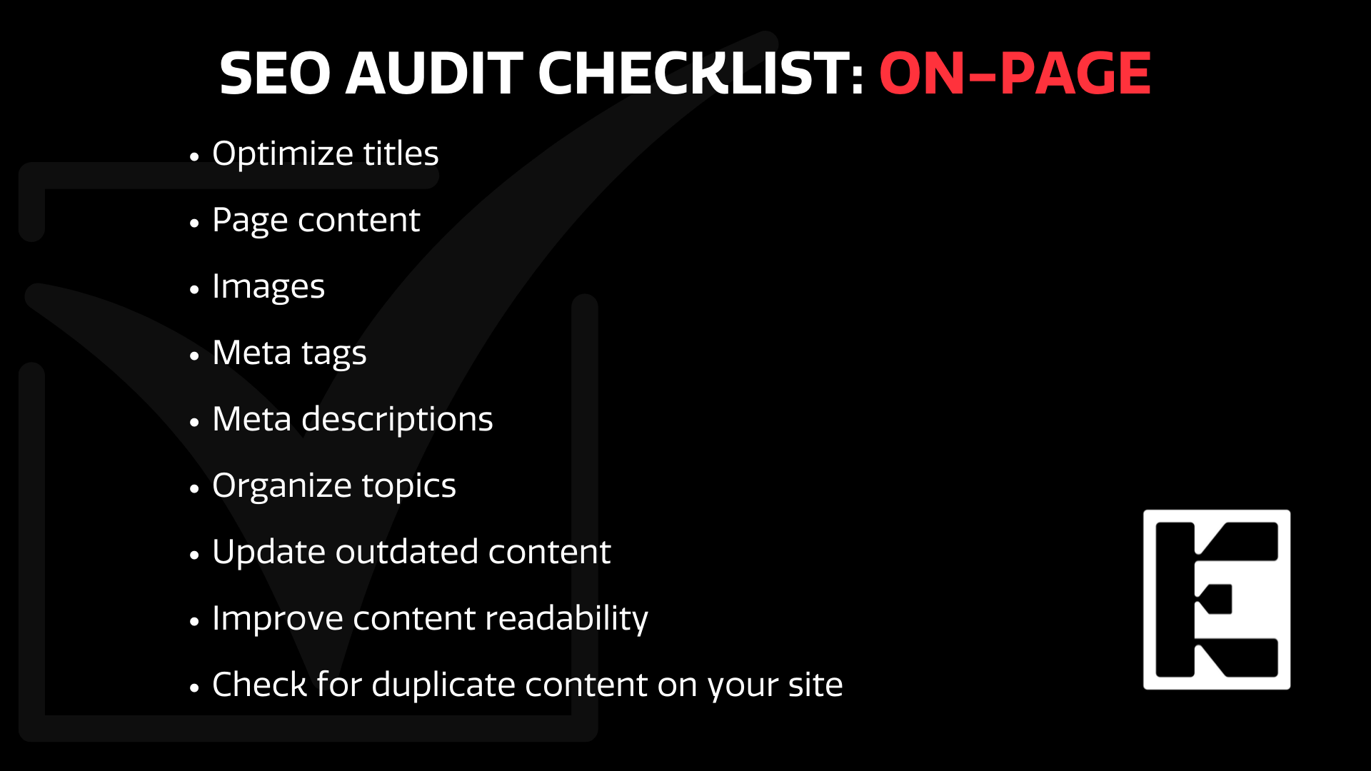 SEO on page checklist