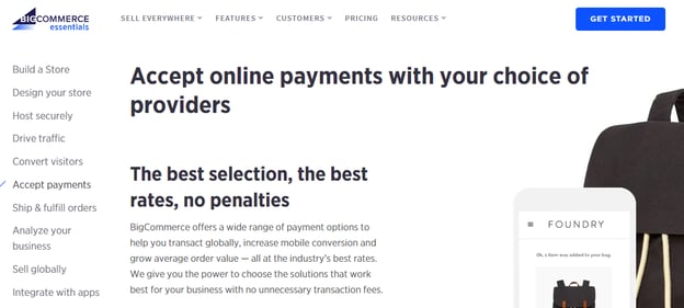 BigCommerce website screenshot