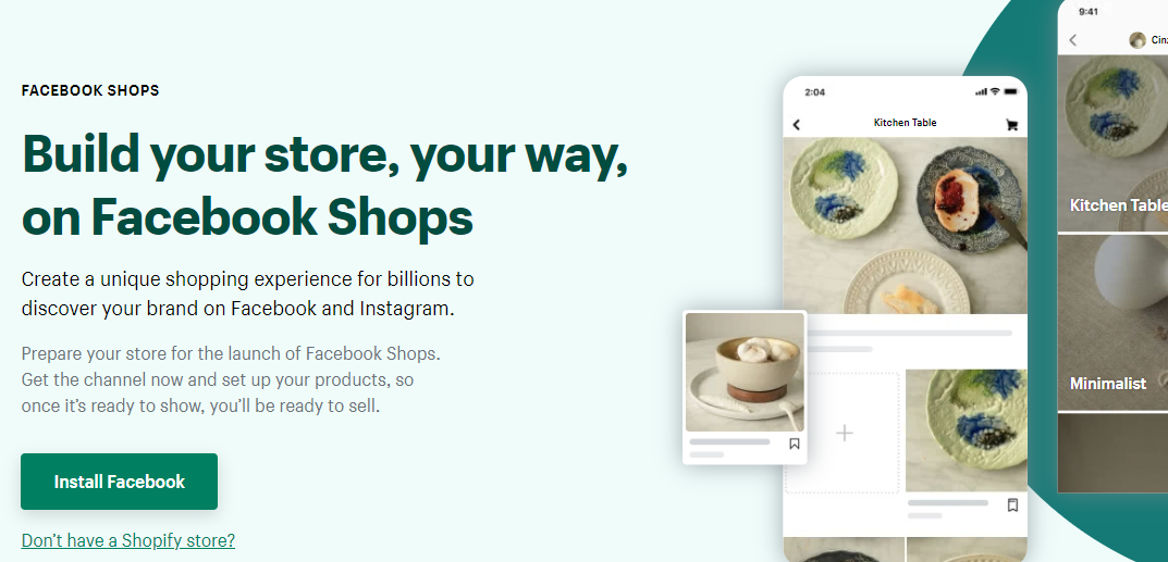 facebook shops screenshot